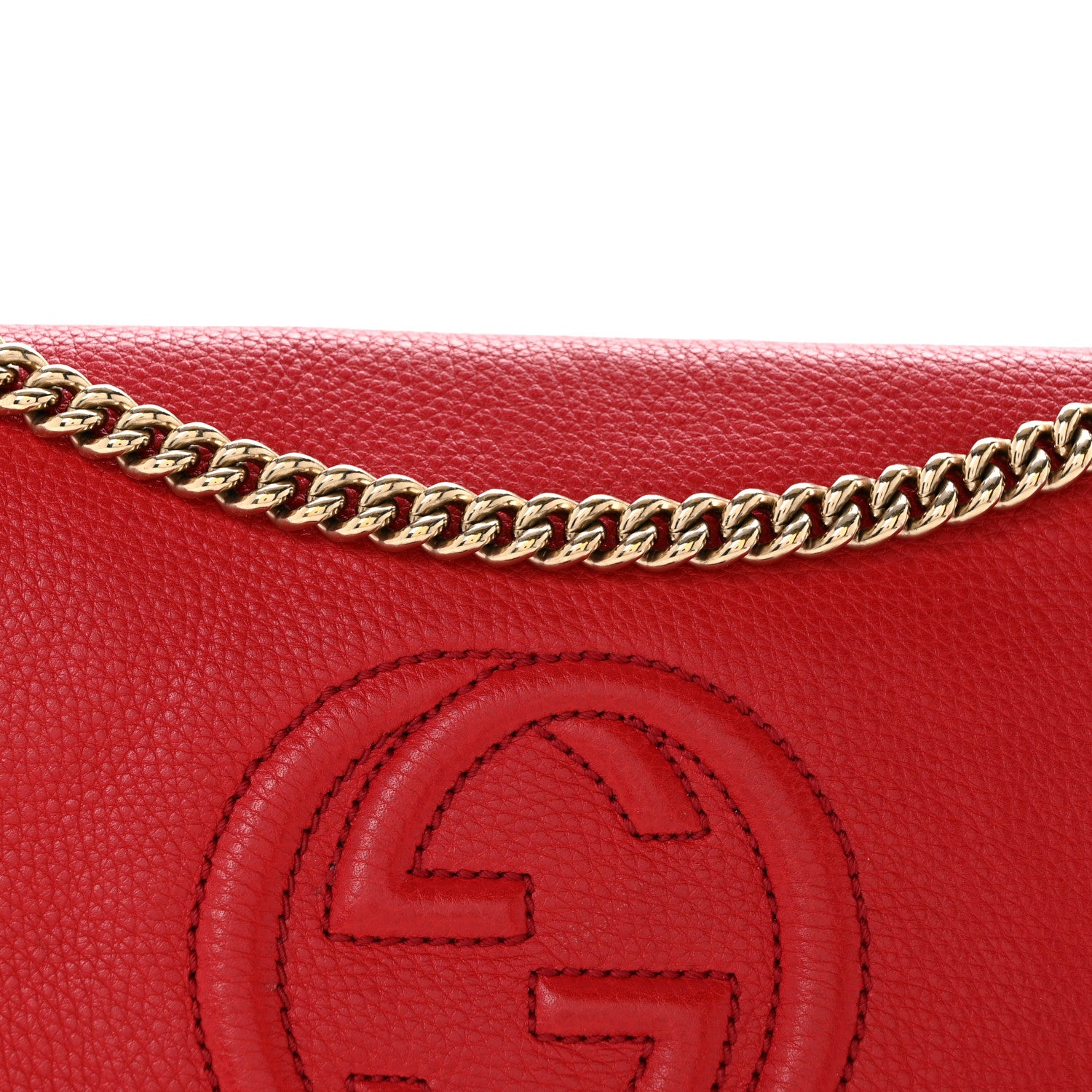 Gucci Pebbled Calfskin Medium Soho Flap Crossbody Tabasco Red 8 of 13