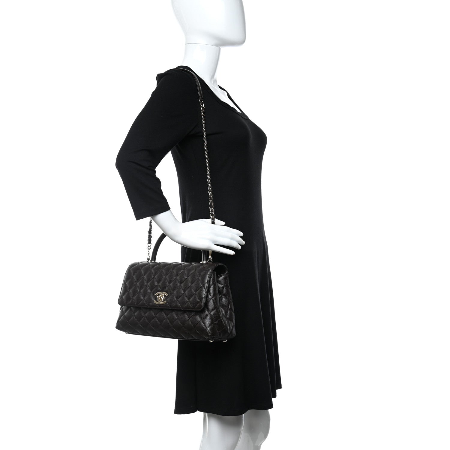 Chanel Caviar Quilted Small Coco Handle Flap Dark Brown 2 of 11