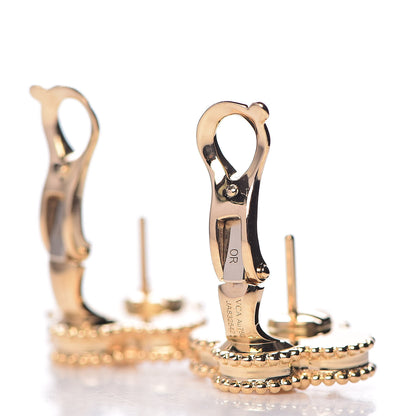 Van Cleef & Arpels 18K Yellow Gold Guilloche Vintage Alhambra Earrings 3 of 5