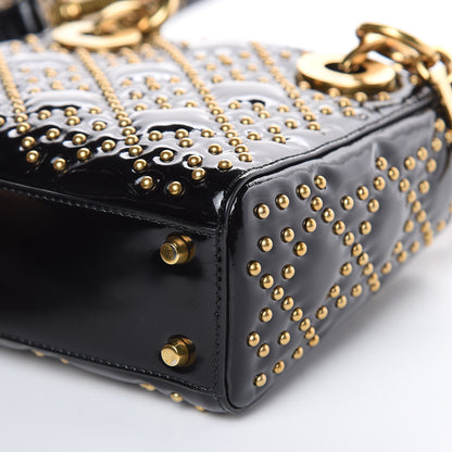 Christian Dior Patent Studded Mini Supple Lady Dior Black 9 of 11