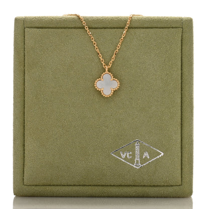 Van Cleef & Arpels 18K Yellow Gold Mother of Pearl Sweet Alhambra Pendant Necklace 4 of 4