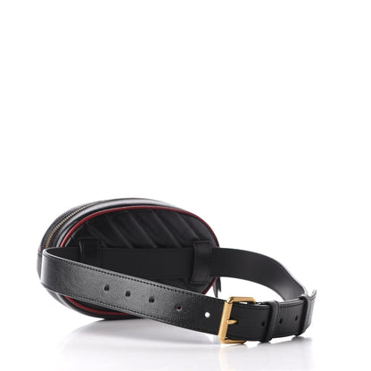 Gucci Azalea Calfskin Matelasse Diagonal Torchon GG Marmont Belt Bag 75 30 Black Romantic Cerise 3 of 8