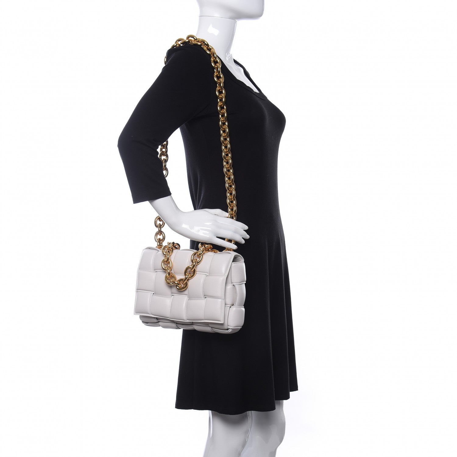 Bottega Veneta Lambskin Maxi Intreccio Padded Chain Cassette Crossbody Bag White 2 of 9