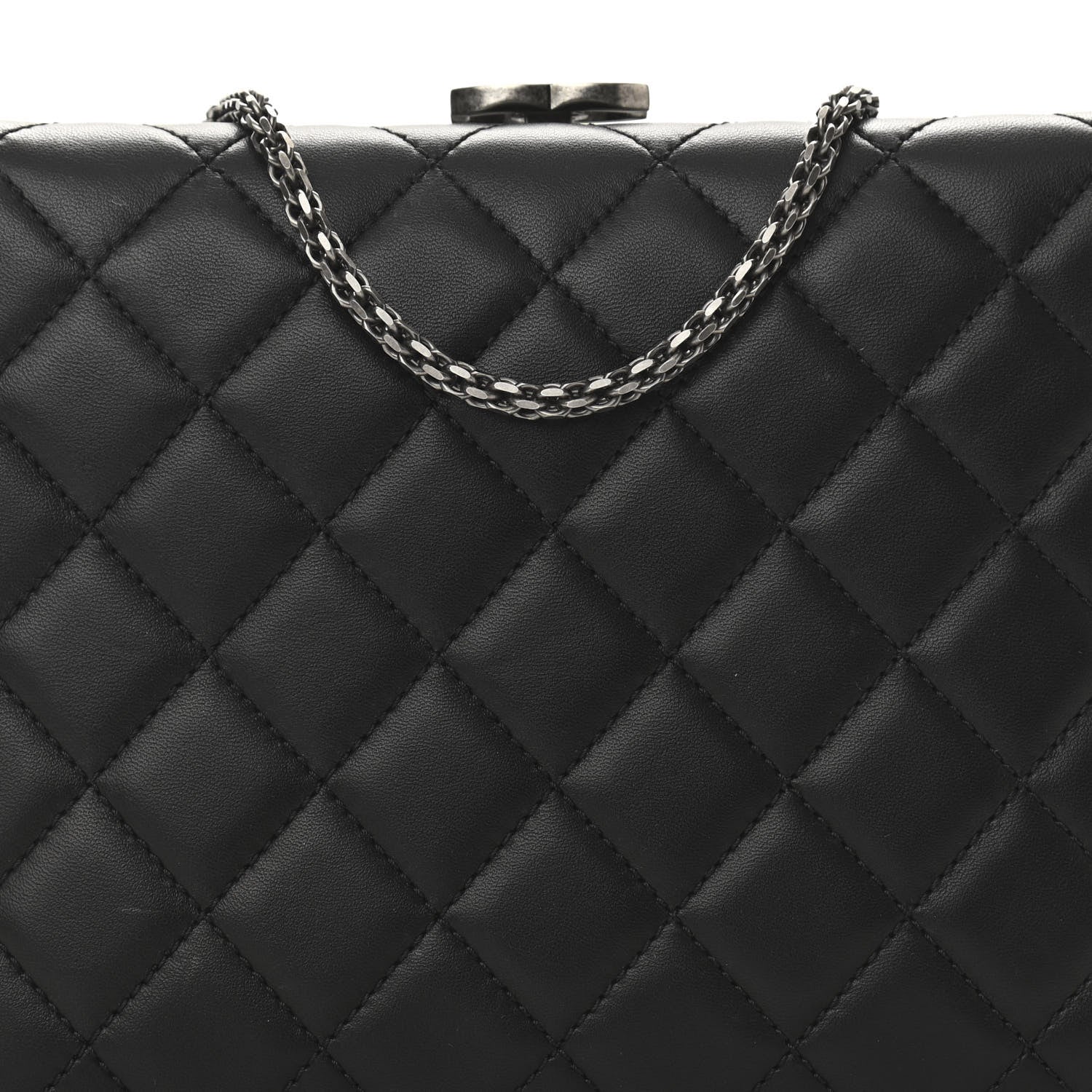 Chanel Lambskin Quilted Kisslock Minaudiere Black 8 of 11