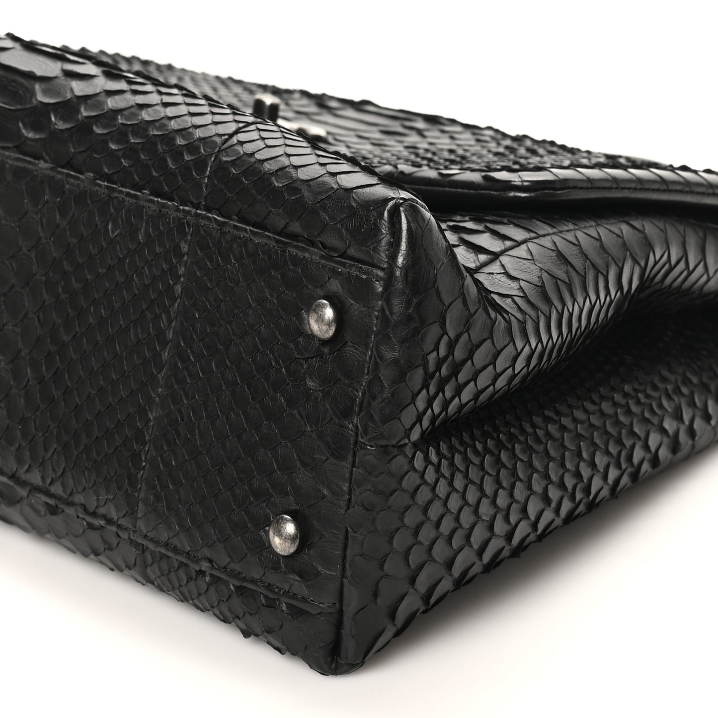 Snakeskin Small Coco Handle Flap Black