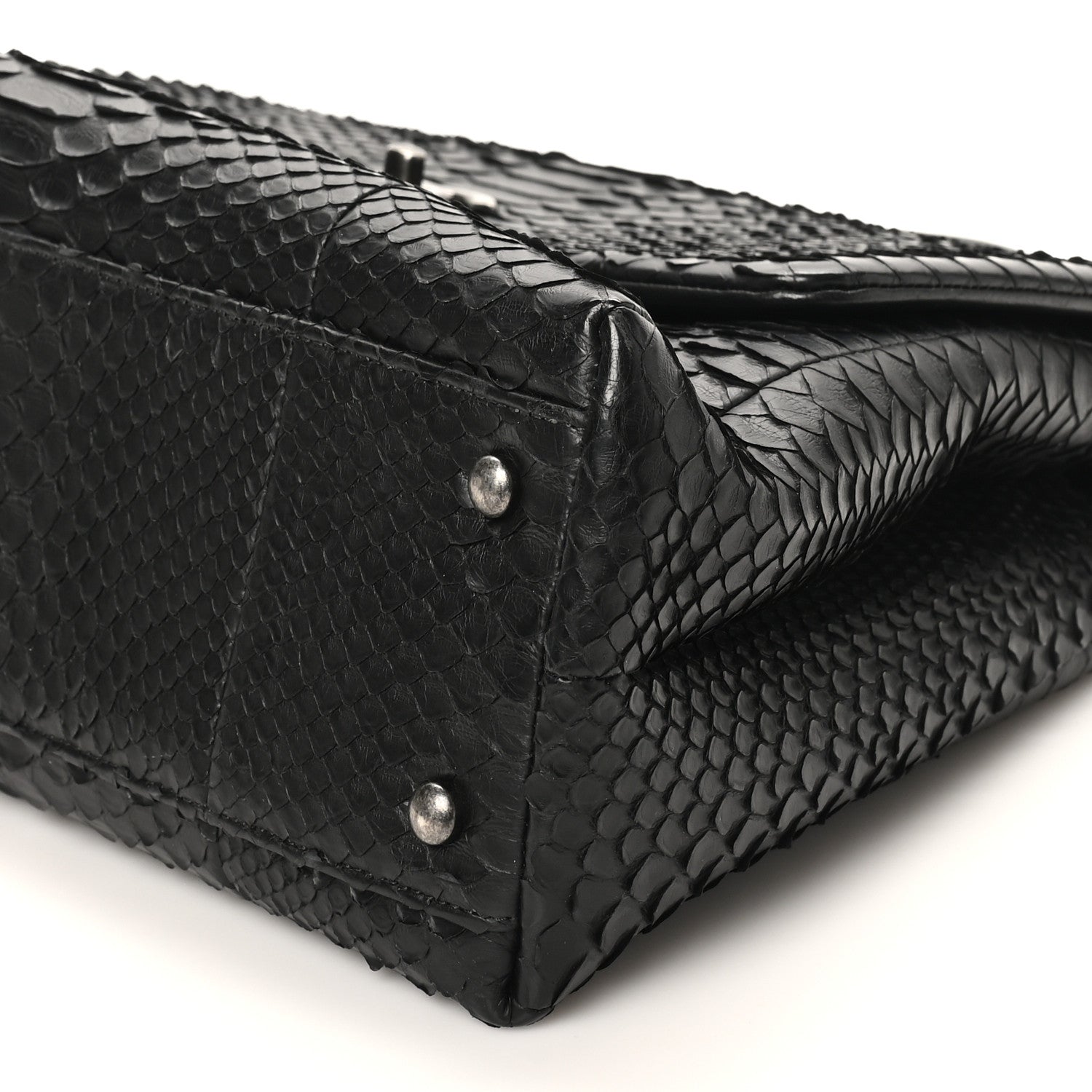 Chanel Snakeskin Small Coco Handle Flap Black 8 of 9