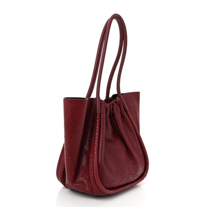Proenza Schouler Calfskin Snakeskin Embossed Large Ruched Tote Bordeaux 4 of 11