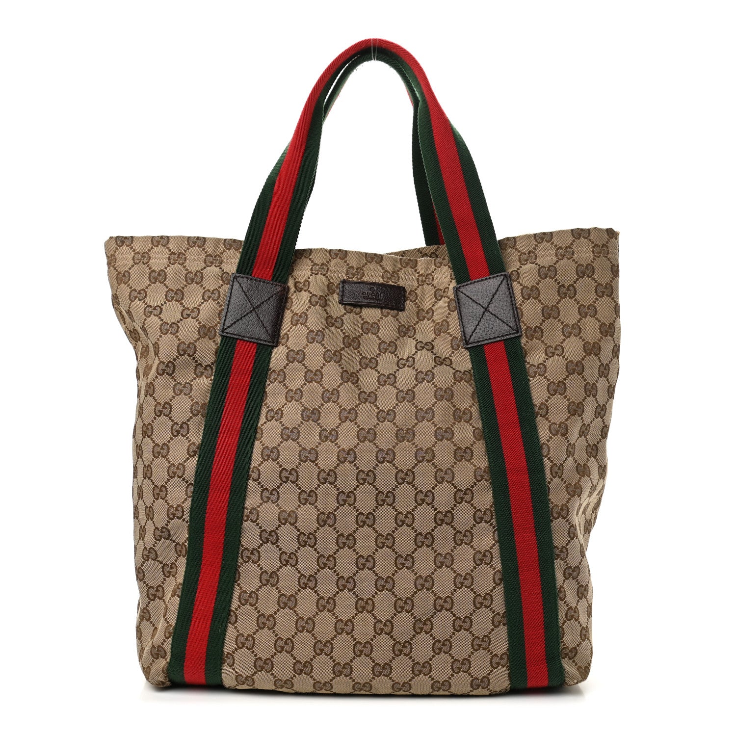 Gucci GG Monogram Medium Web Handle Vertical Tote Dark Brown 1 of 15
