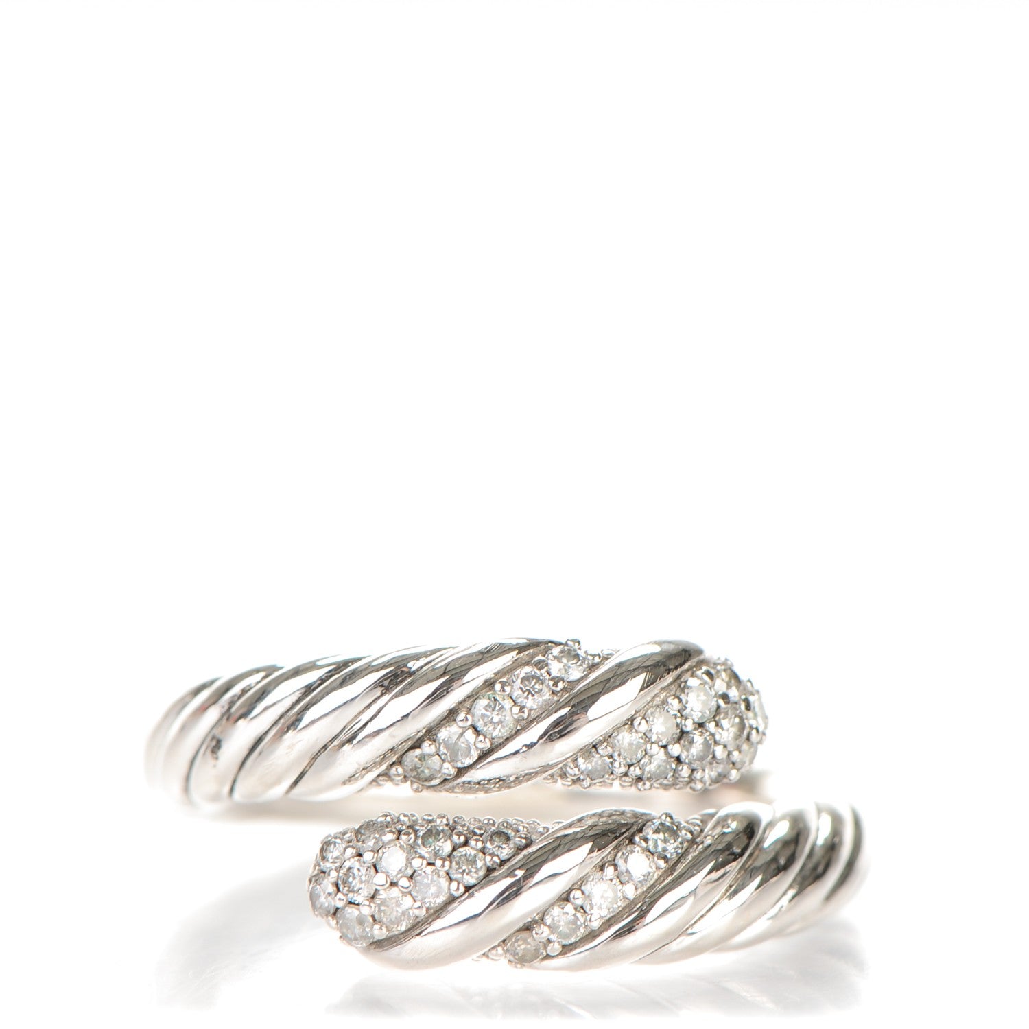 David Yurman Sterling Silver Pave Diamond 10mm Willow Open Single Row Ring 54 7 1 of 4