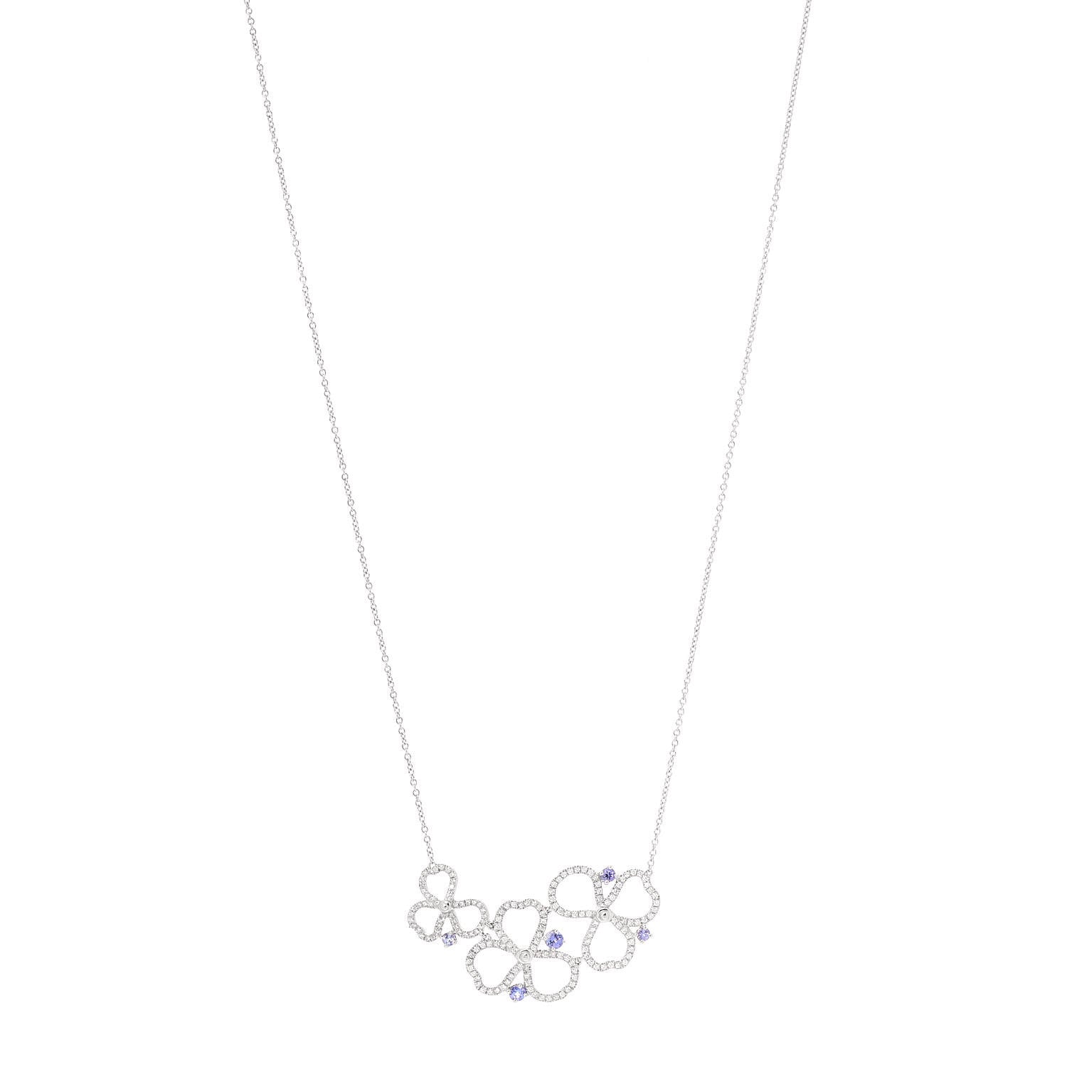 Tiffany Platinum Diamond Tanzanite Paper Flowers Open Cluster Pendant Necklace 1 of 6