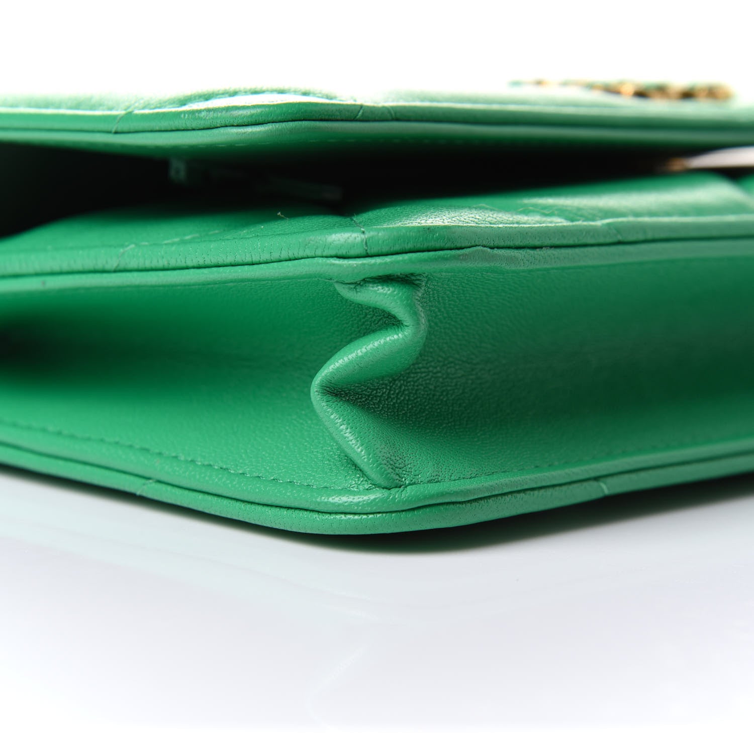 Chanel Shiny Lambskin Quilted Chanel 19 Wallet On Chain WOC Green 8 of 10