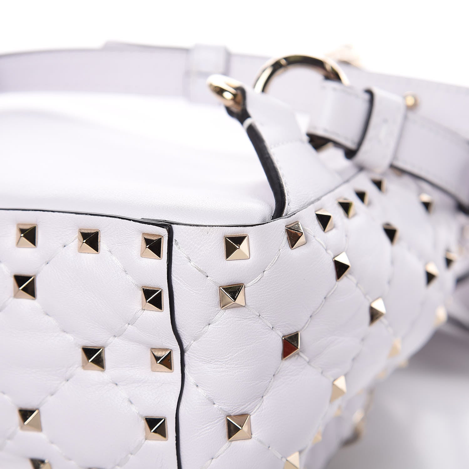 Valentino Garavani Lambskin VLTN Print Quilted Mini Rockstud Spike Backpack White 10 of 11