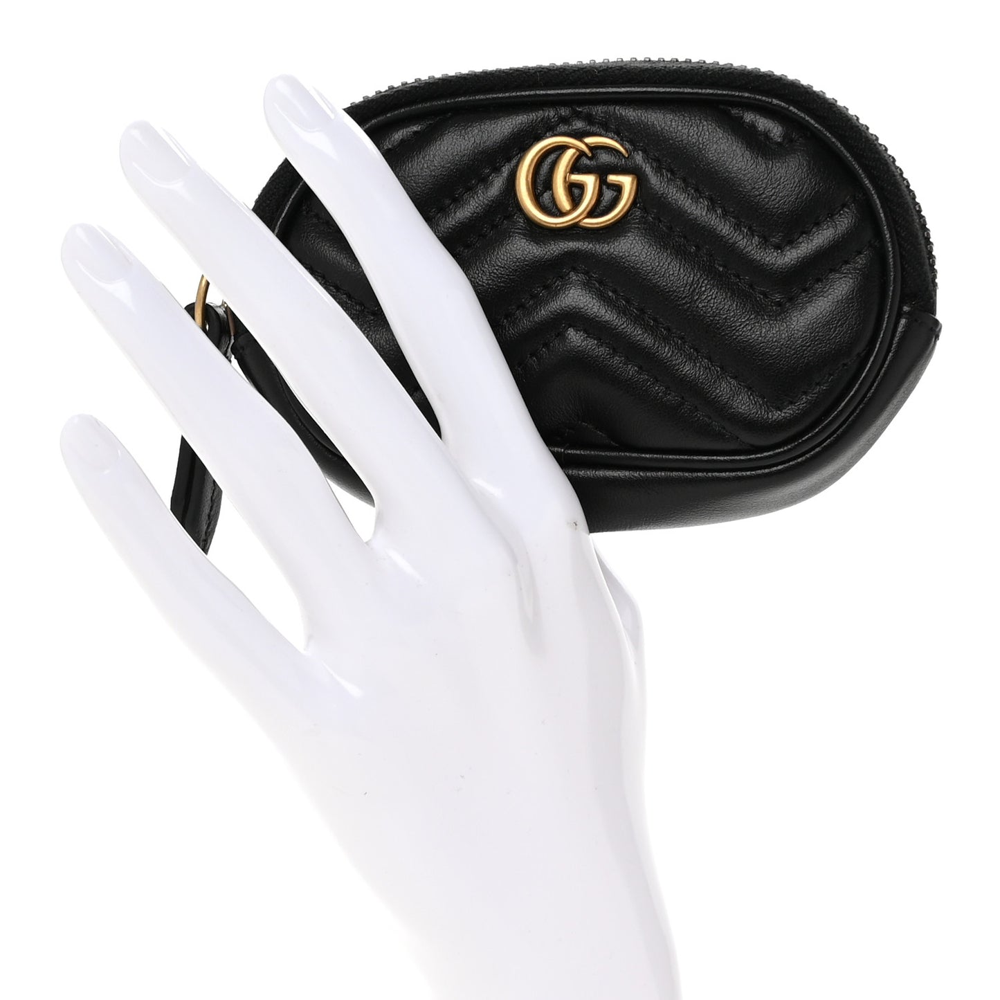Calfskin Matelasse GG Marmont Oval Coin Purse Black