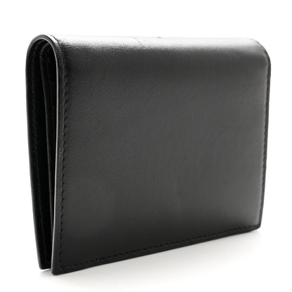 Miu Miu Soft Calfskin Bow Compact Wallet Black Pink 3 of 11