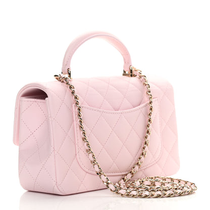 Chanel Lambskin Quilted Mini Top Handle Rectangular Flap Light Pink 3 of 13