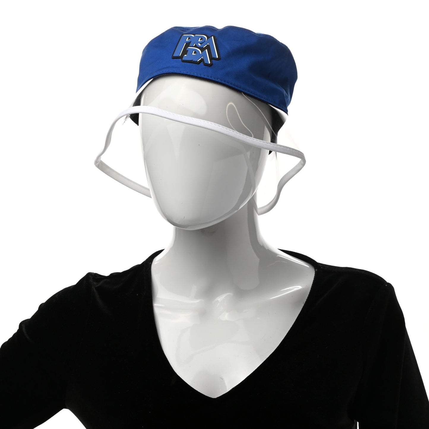 Cotton PVC Logo Embroidered Womens Bucket Hat M Blue
