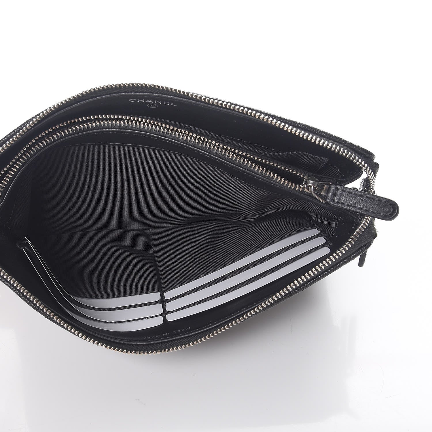 Chanel Iridescent Caviar Quilted Large Zipped Clutch Black 5 of 9