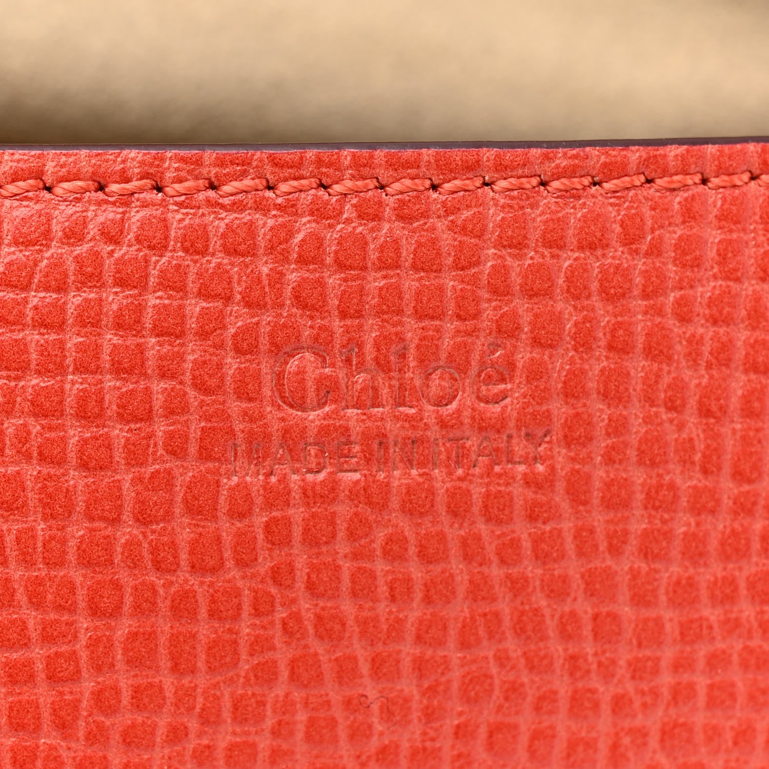Chloe Grained Calfskin Lambskin Mini Drew Shoulder Bag Coral Pop 6 of 11