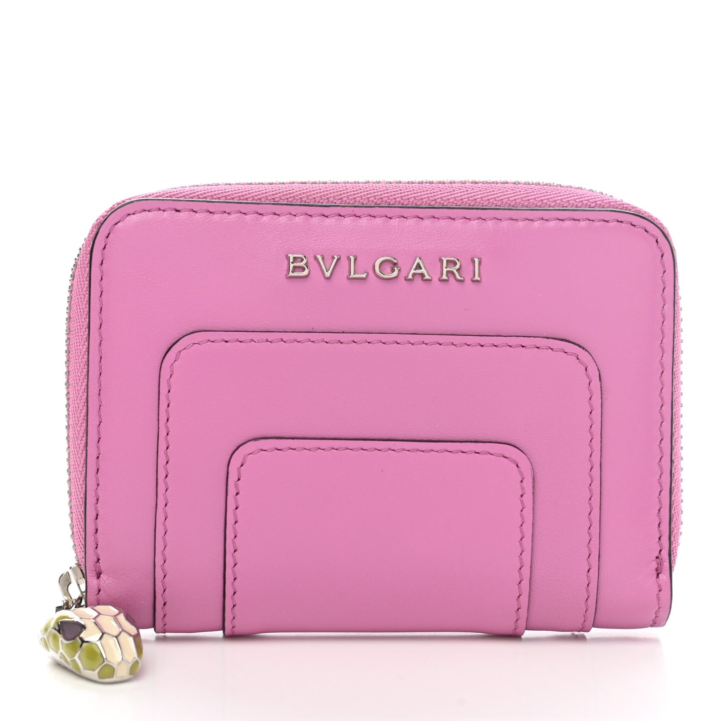 Calfskin Serpenti Zip Around Wallet Pink