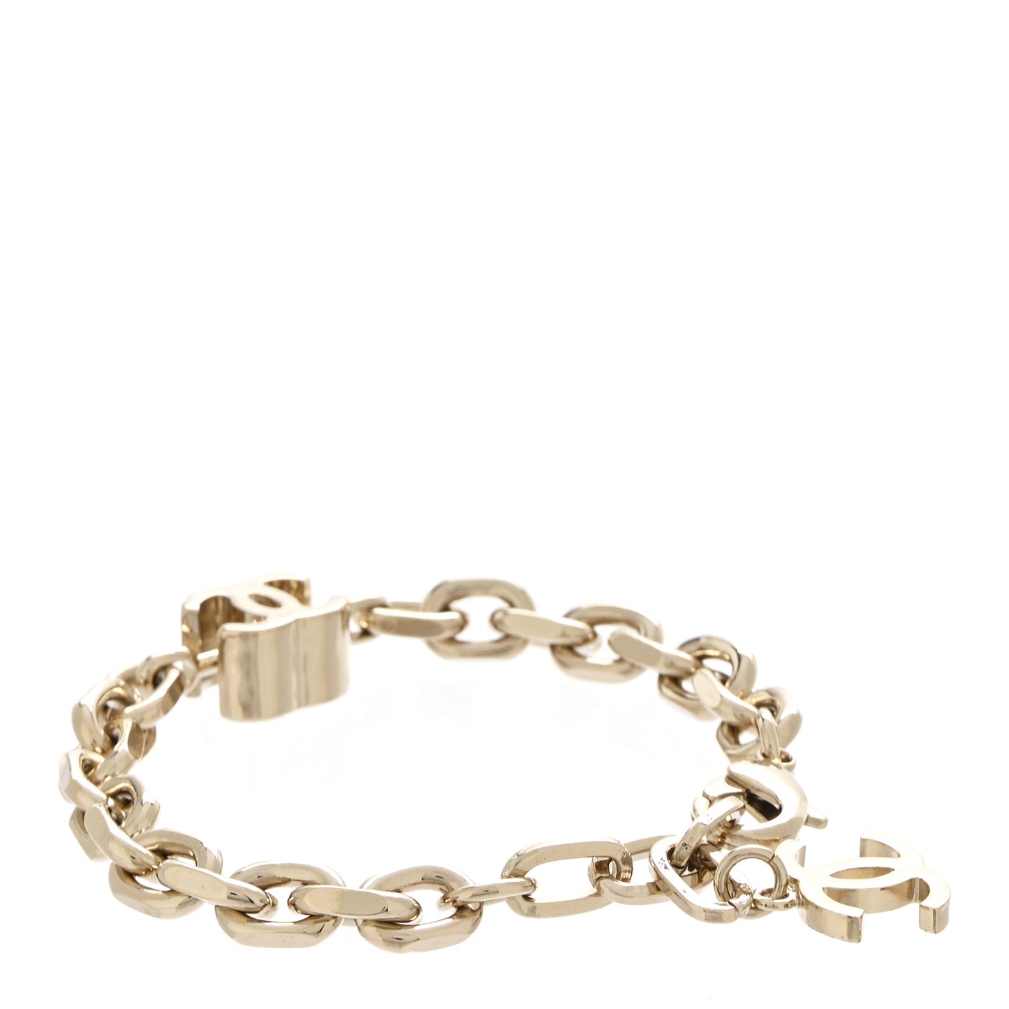 Enamel Metal CC Chain Bracelet Gold