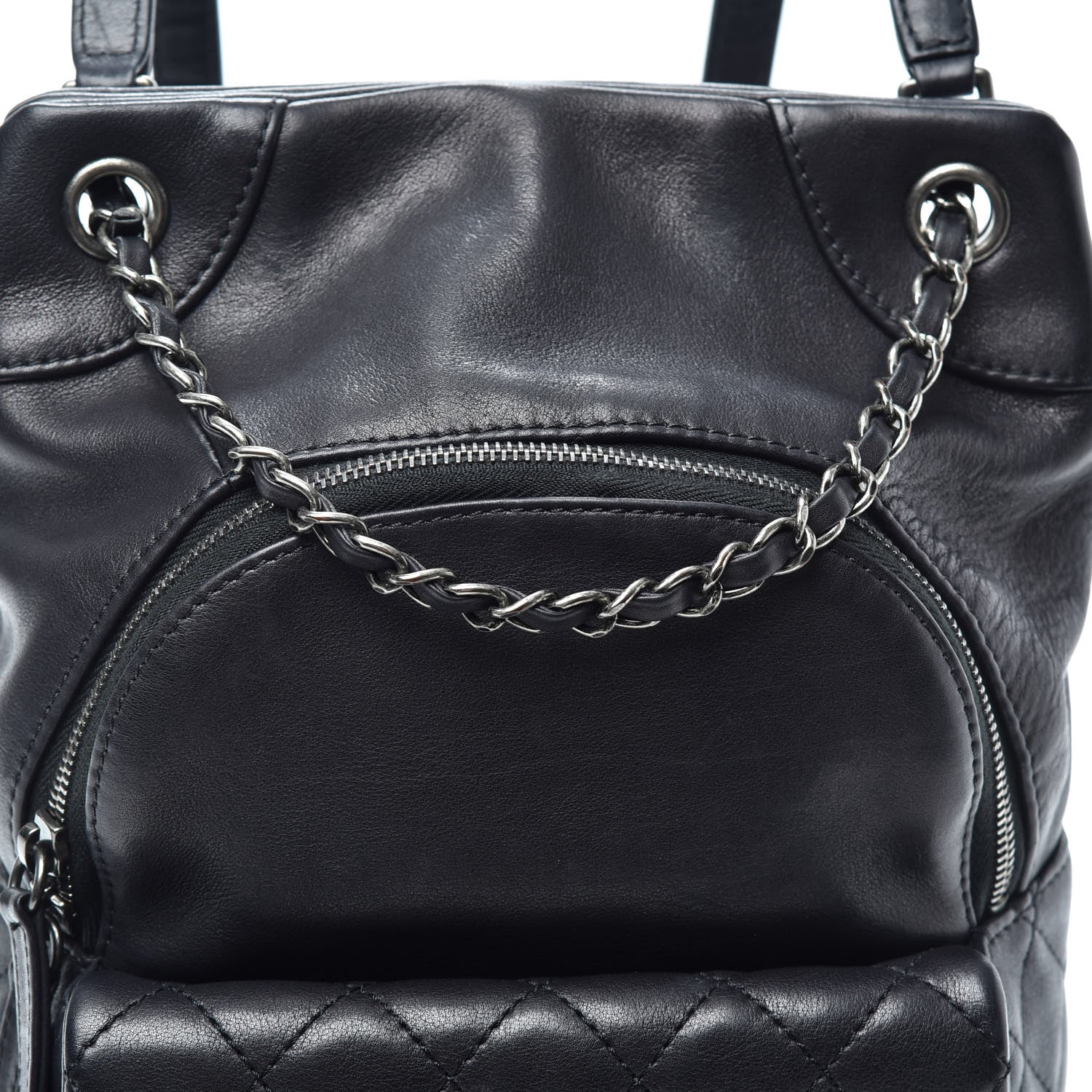 Chanel Lambskin Quilted Drawstring Backpack Black 8 of 10