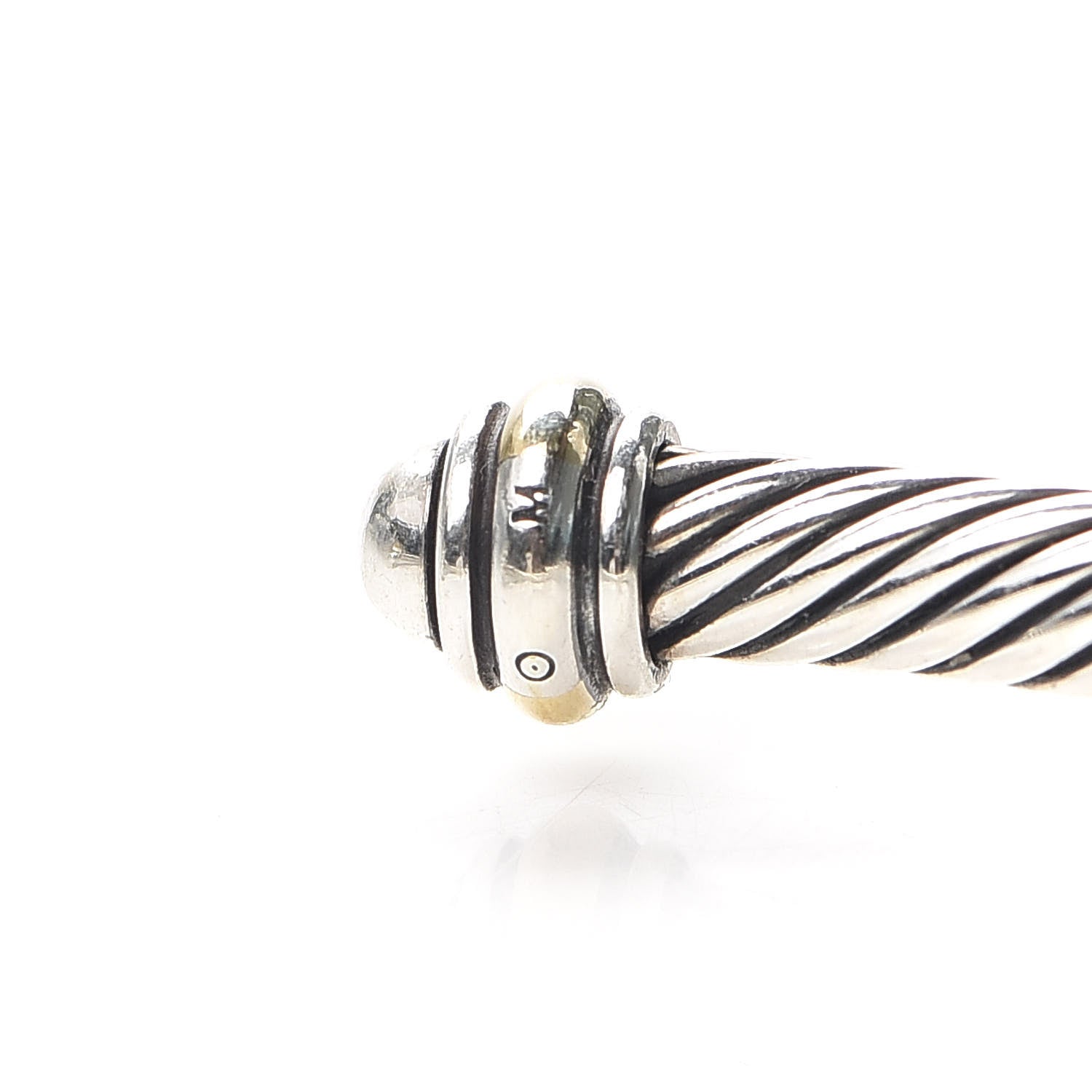 David Yurman Sterling Silver 18K Yellow Gold 4mm Cable Classics Bracelet 4 of 5