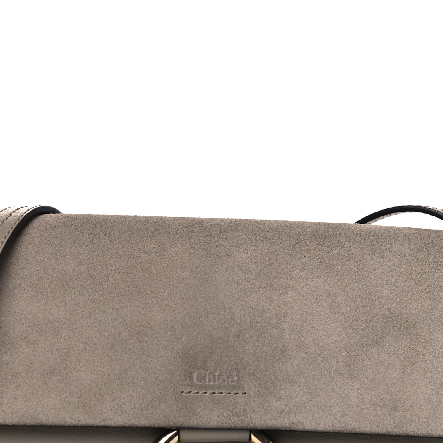 Suede Calfskin Small Faye Shoulder Bag Motty Grey