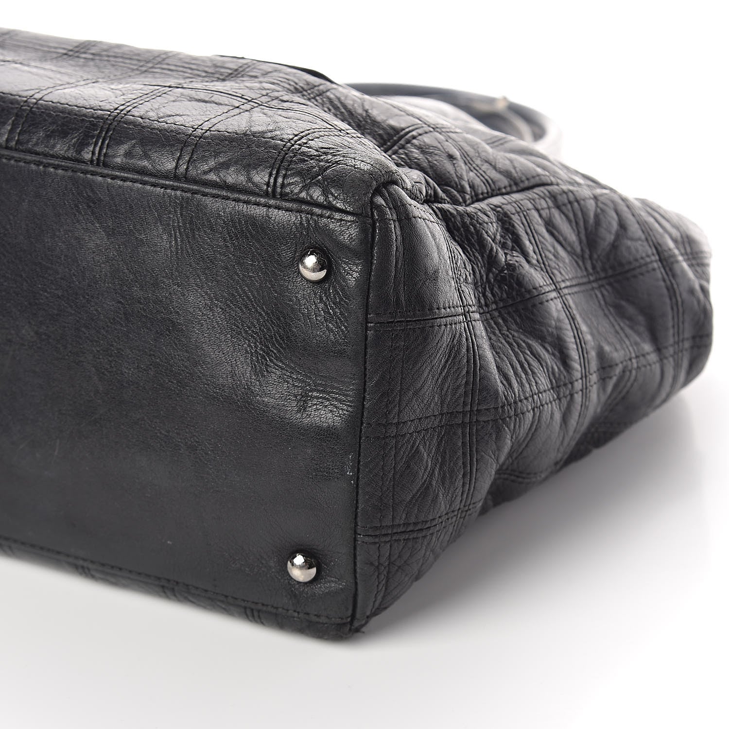 Chanel Lambskin Square Stitched Lax Shopping Tote Black 10 of 14