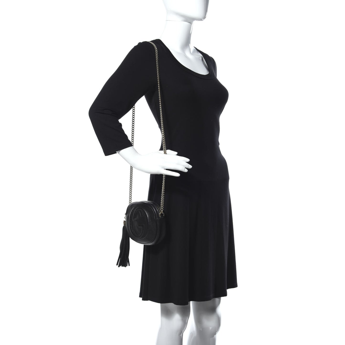 Pebbled Calfskin Mini Soho Chain Bag Black