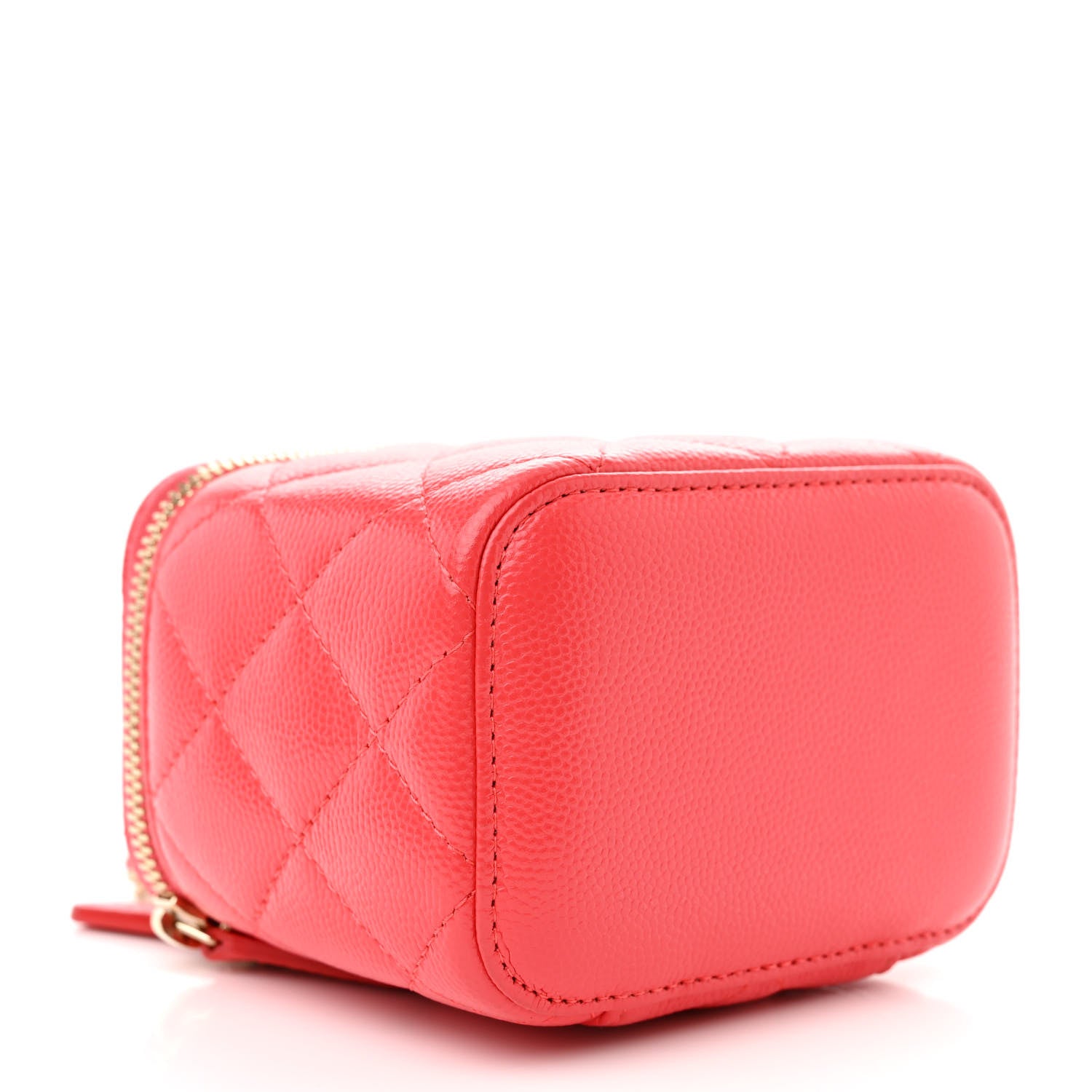 Chanel Caviar Quilted Mini Vanity Case With Chain Red 4 of 10