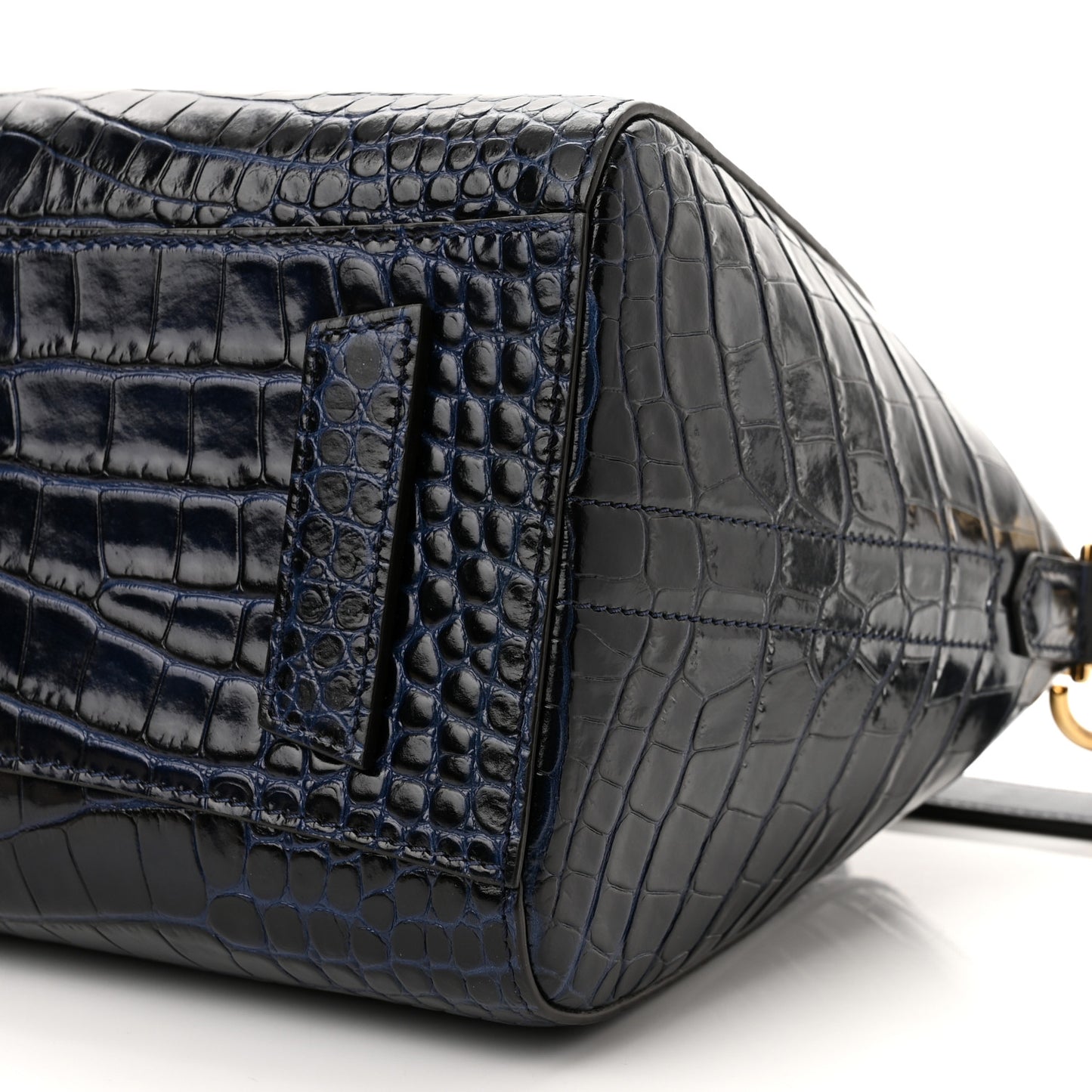 Calfskin Crocodile Embossed Small Antigona Deep Blue