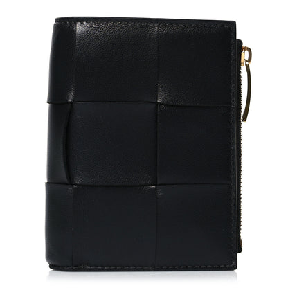 Bottega Veneta Nappa Maxi Intrecciato Small Bi-Fold Zip Wallet Black 1 of 10