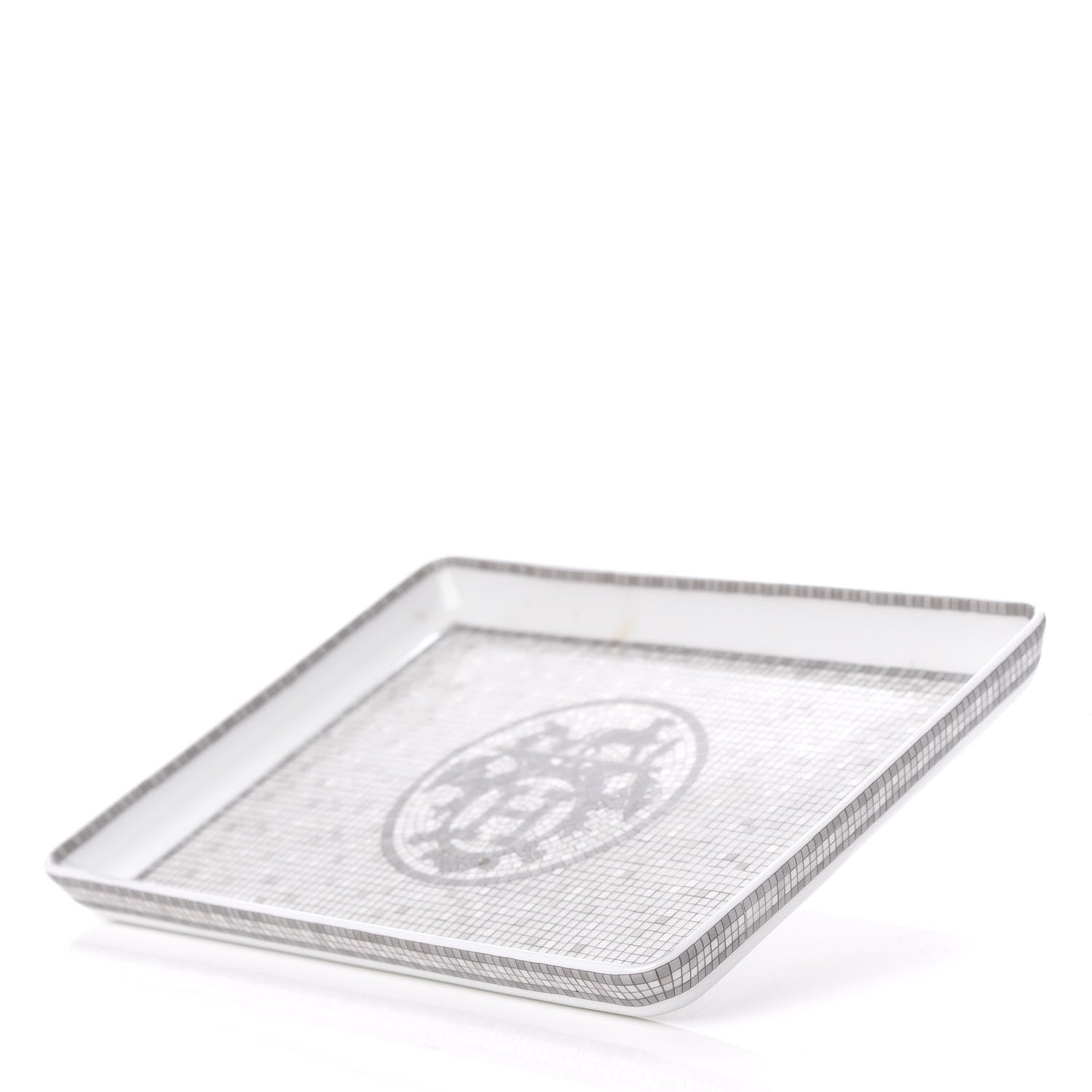 Hermes Porcelain Mosaique Au 24 Sushi Plate Platine 2 of 8