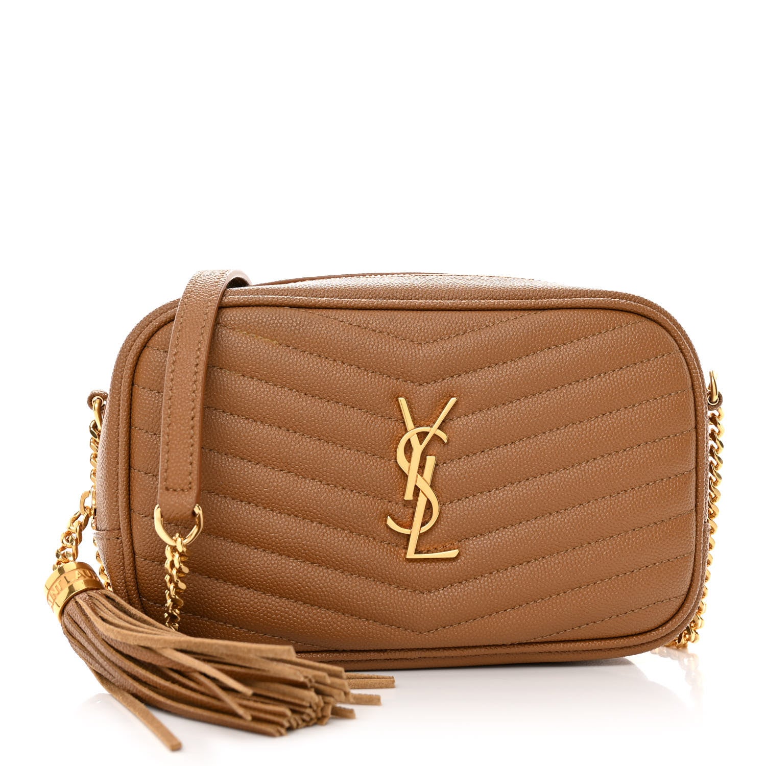 Saint Laurent Grain De Poudre Matelasse Monogram Mini Lou Camera Bag Dark Natural 1 of 9