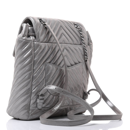 Chanel Metallic Calfskin Chevron Quilted Small Urban Spirit Backpack Silver 2 of 31