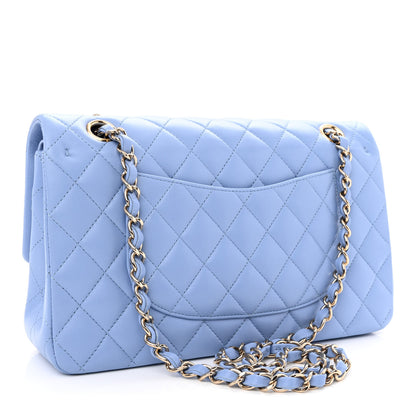 Chanel Lambskin Quilted Medium Double Flap Light Blue 2 of 10