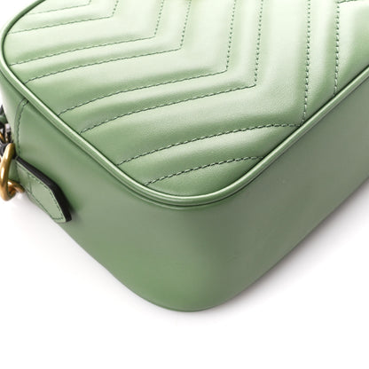 Gucci Calfskin Matelasse Chevron Small GG Marmont Chain Shoulder Bag Salamander Green 9 of 10