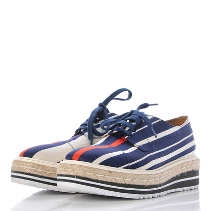 Prada Radzimir Fabric Striped Platform Creeper 38.5 Bluette Rosso 3 of 14