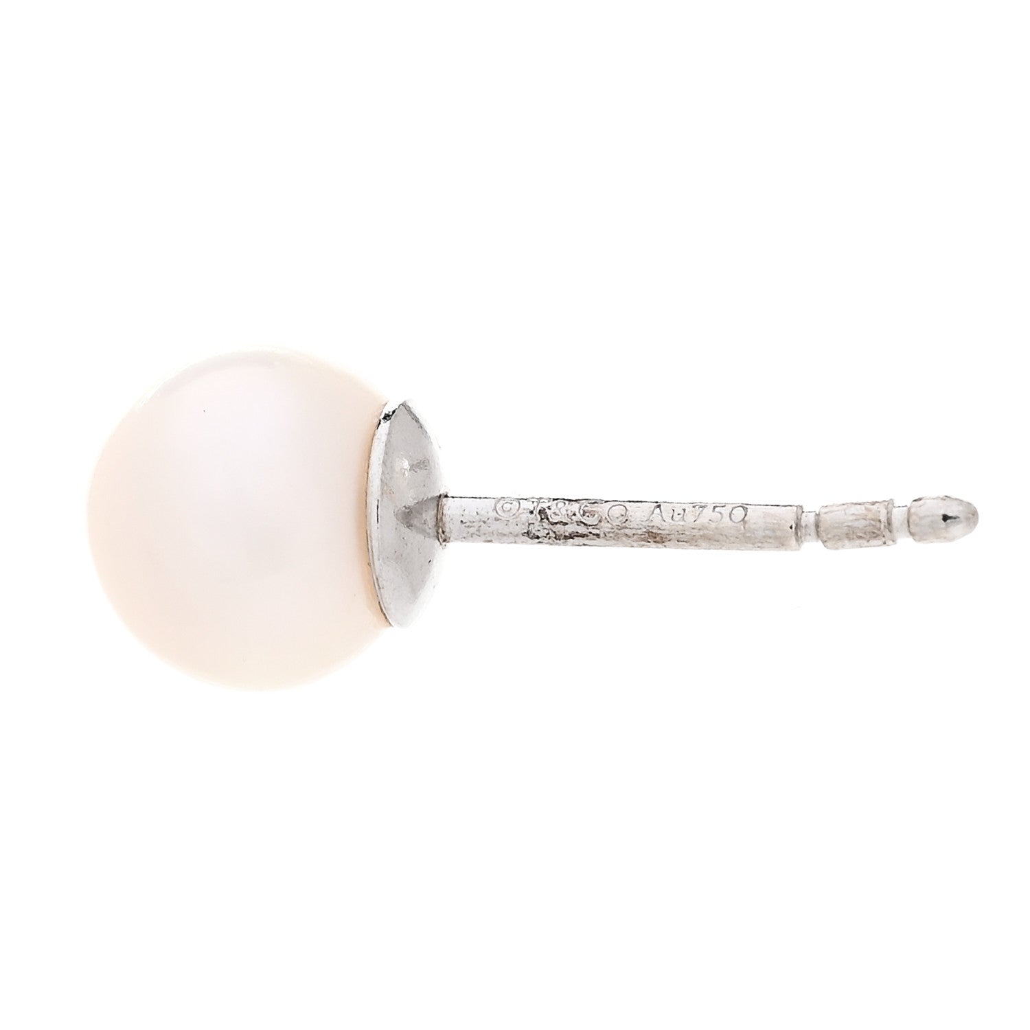Tiffany 18K White Gold Akoya Pearl 6-6.25mm Signature Pearl Earrings 4 of 5