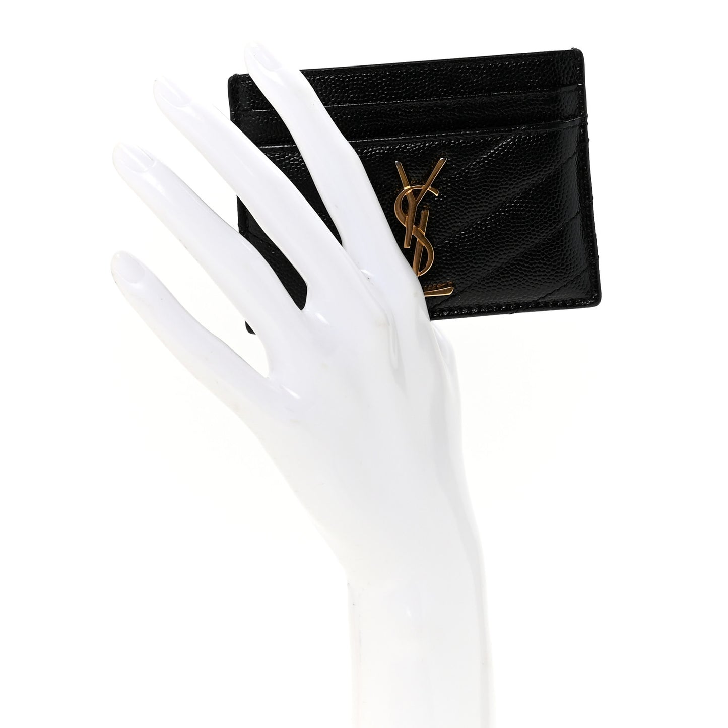 Grain De Poudre Matelasse Chevron Monogram Credit Card Case Black