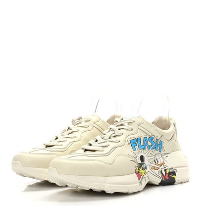 Gucci X DISNEY Calfskin Donald Duck Mens Rhyton Sneakers 8.5 Ivory 3 of 8