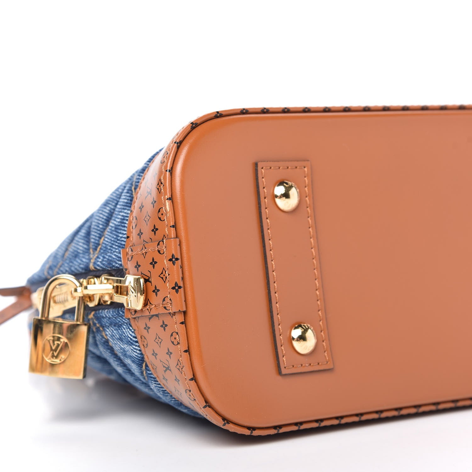 Louis Vuitton Denim Calfskin Reverse Monogram Malletage Alma BB Blue 6 of 9