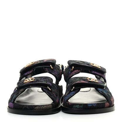 Chanel Denim Quilted Dad Sandals 38.5 Black Multicolor 2 of 4