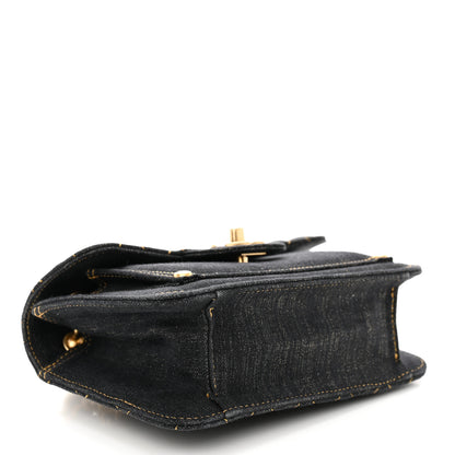 Chanel Denim Quilted Double You Mini Flap Black Golden 4 of 11