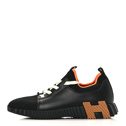 Hermes Knit Calfskin Mens Depart Sneakers 43 Black 1 of 8