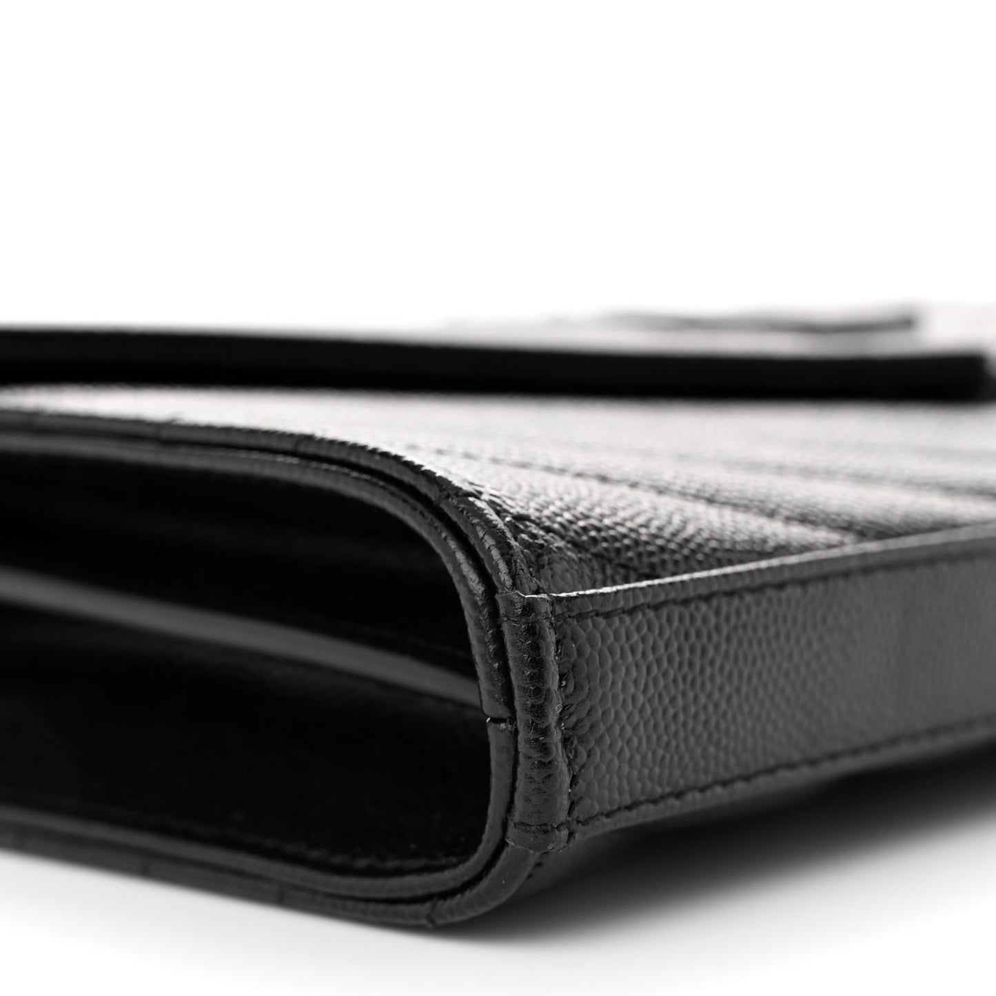 Grain De Poudre Matelasse Chevron Monogram Monochrome Chain Wallet Black