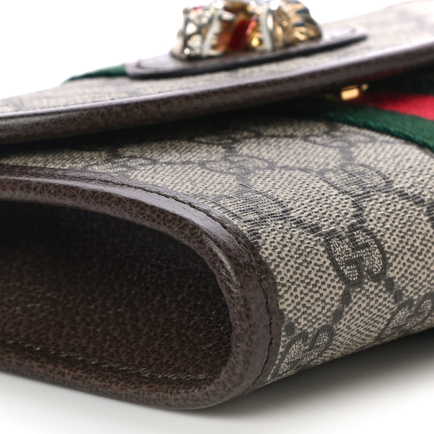 Gucci GG Supreme Monogram Web Mini Rajah Slim Flap Shoulder Bag Beige New Acero 9 of 11