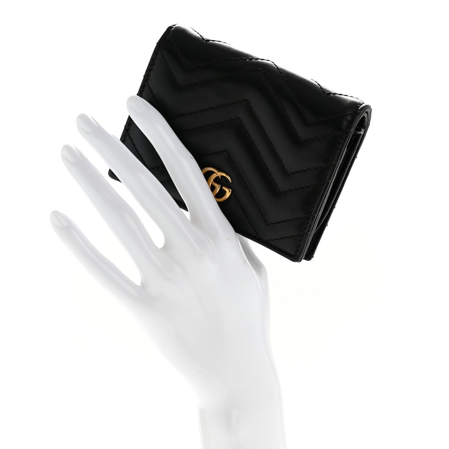 Calfskin Matelasse GG Marmont Card Case Wallet Black