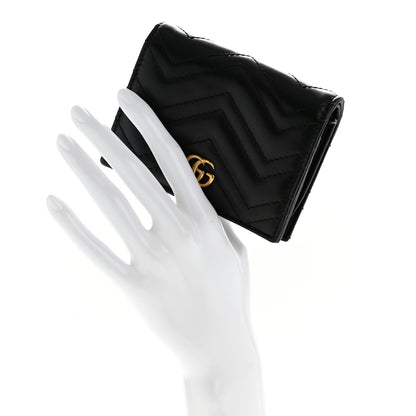 Gucci Calfskin Matelasse GG Marmont Card Case Wallet Black 2 of 11