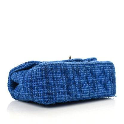 Chanel Tweed Quilted Mini Rectangular Flap Navy Blue 4 of 13